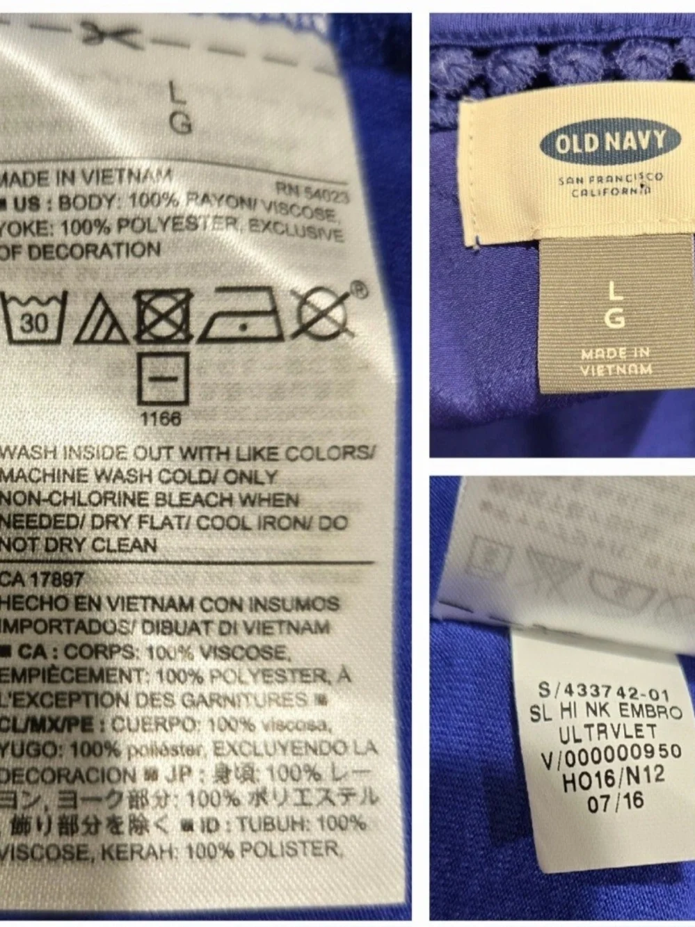 Old Navy Blue Sleeveless Top Mixed Media Embroidered Cutout Detail Keyhole M/L